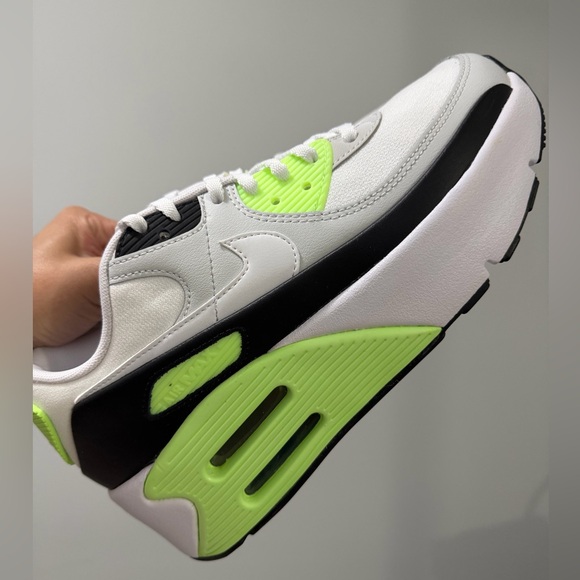 NIKE WOMENS AIR MAX 90 LV8 SNEAKERS-Photon Dust/White-Lime-Black-SIZE 8.5 - Picture 15 of 17